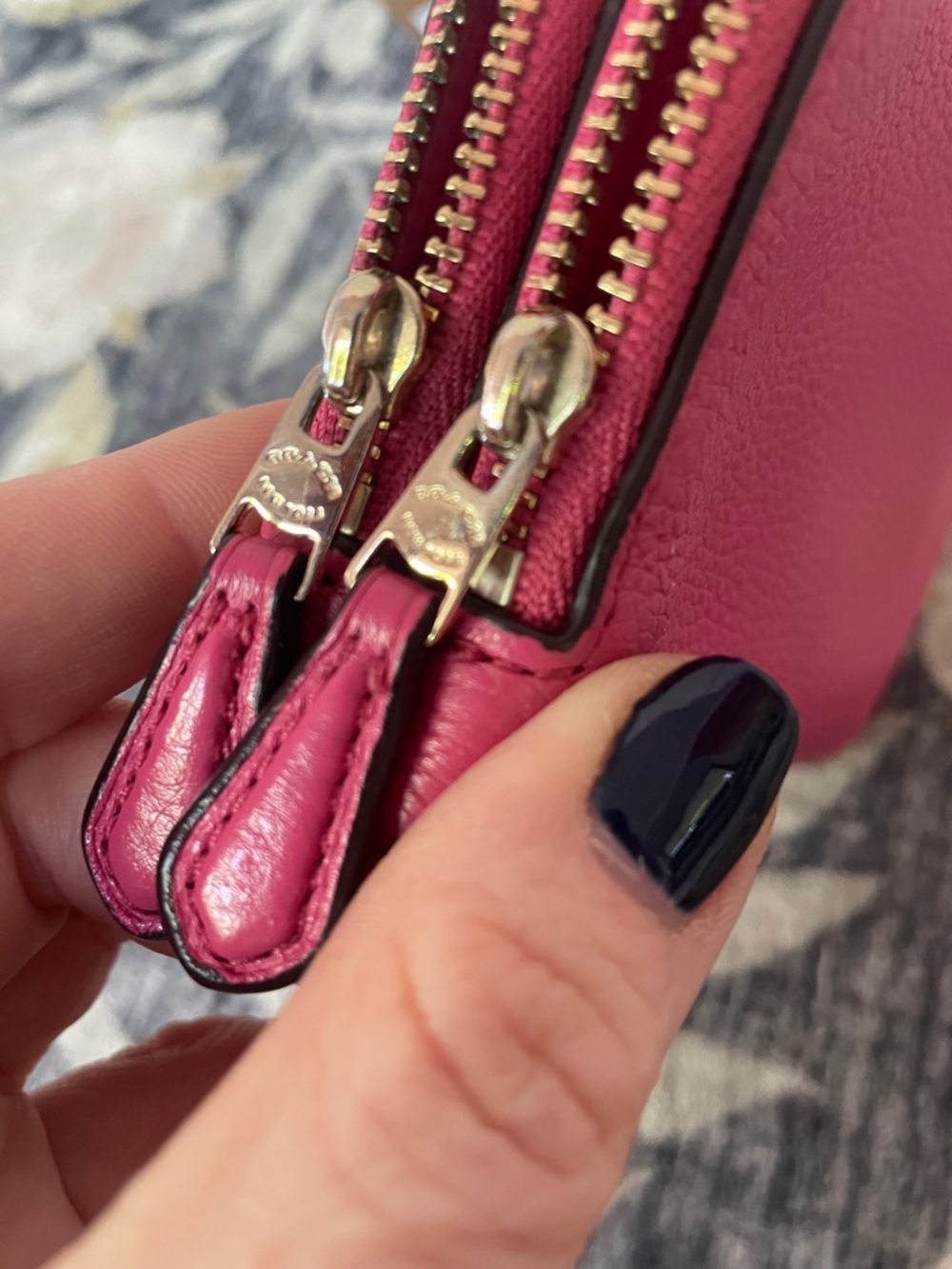 Coach Pink Pebbled Leather Wristlet Clutch Two Compartments Zippered - Picture 11 of 14
